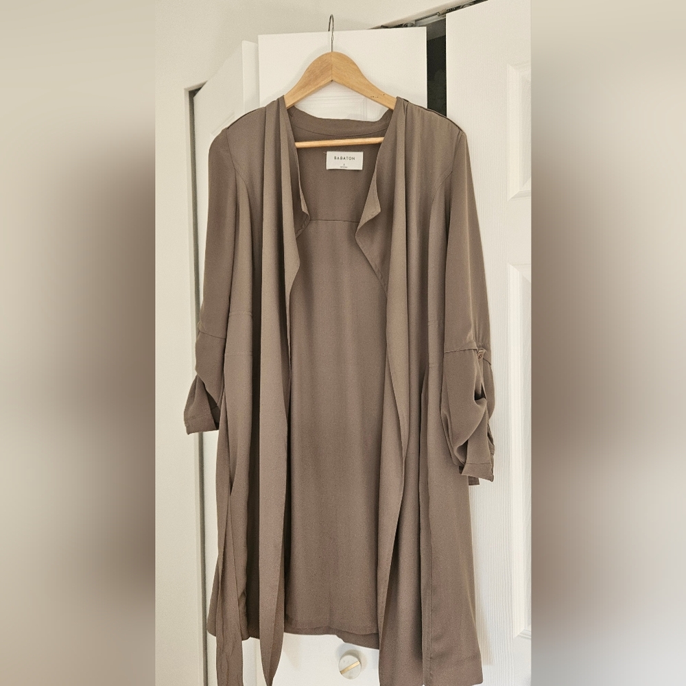 Babaton Taupe Open Front Cardigan